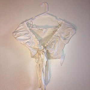 off white tie front top